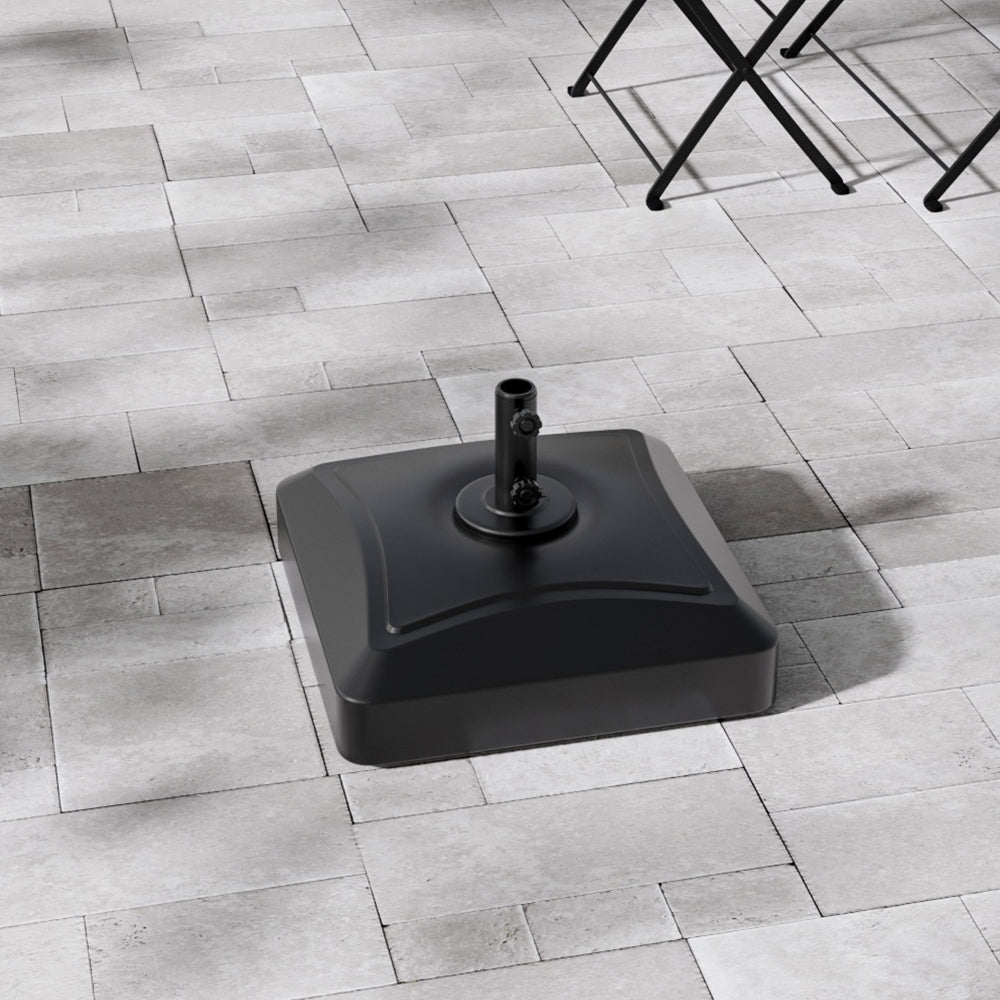 Black Fillable Patio Parasol Umbrella Stand with Wheels